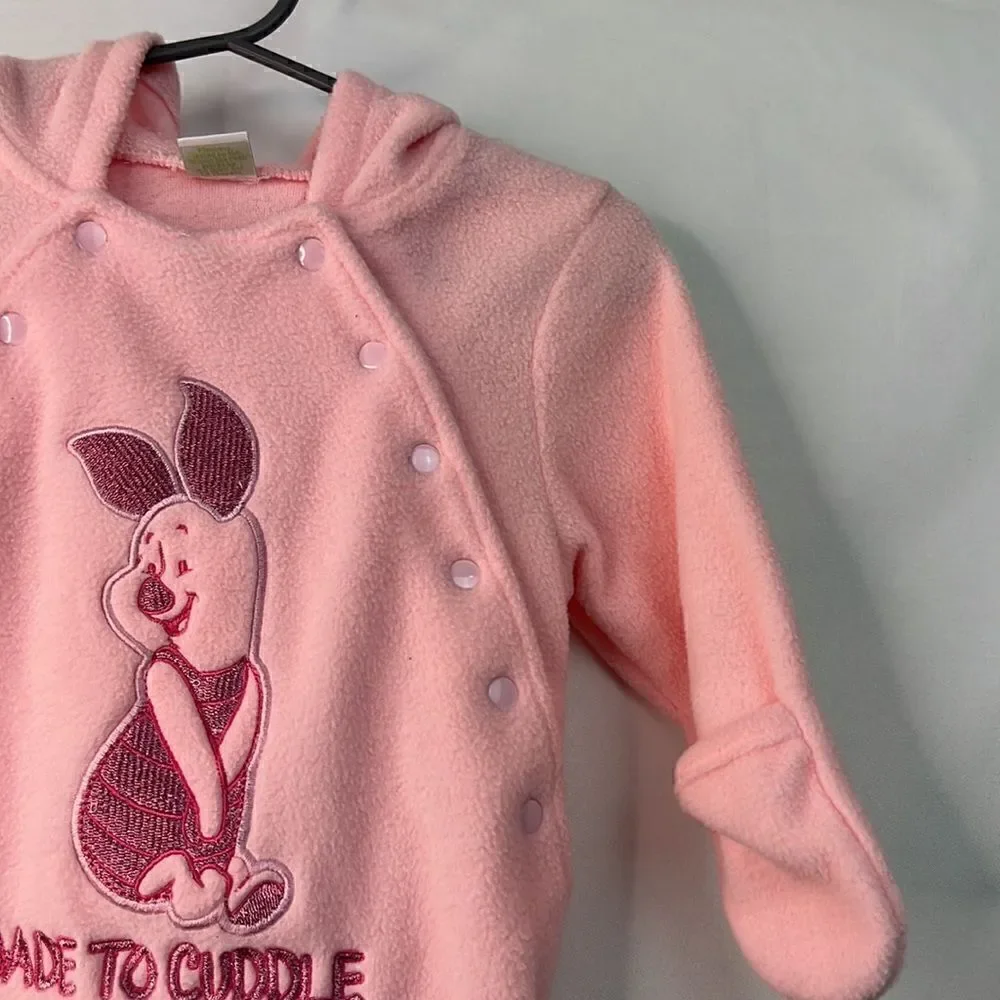 Disney Baby Pink Fleece one piece/snowsuit size 3-6 months EUC